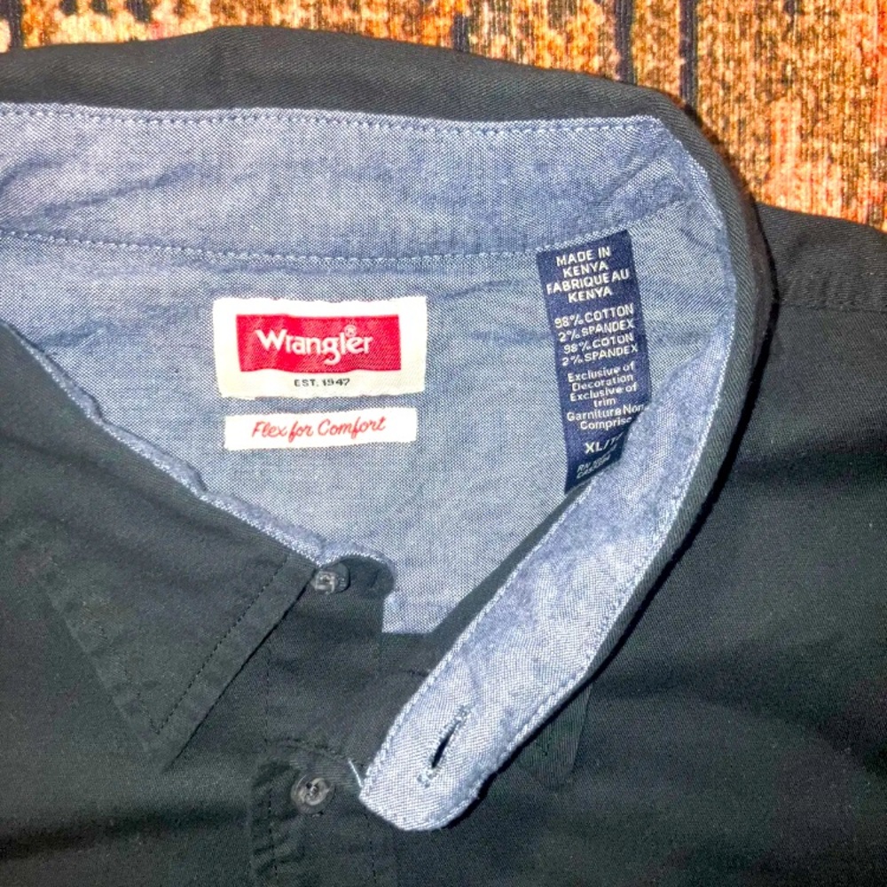 Wrangler Shirt Mens XL Short Sleeve Button Up Comfort Flex Casual Outdoor